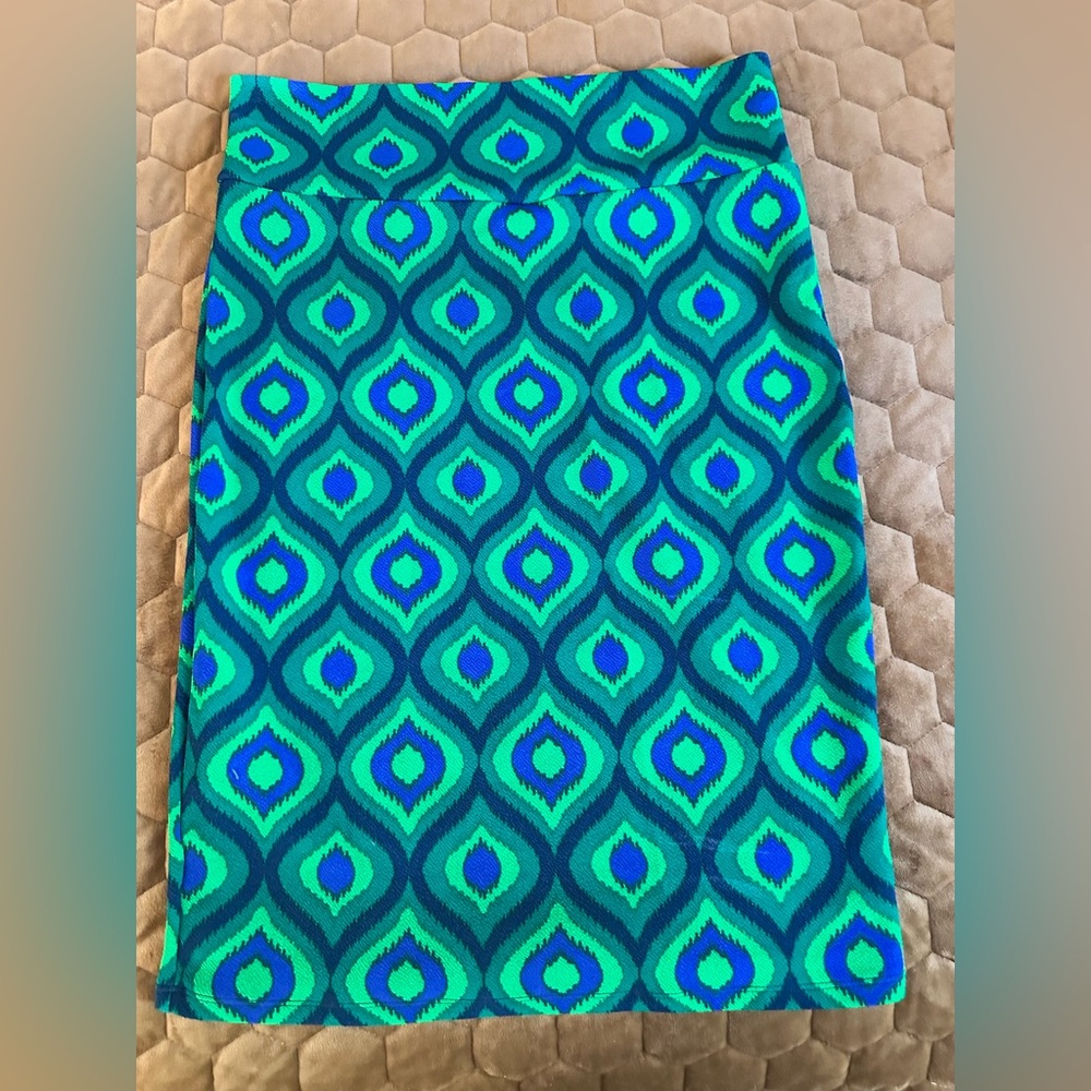 LuLaRoe Blue and Green Pencil Skirt